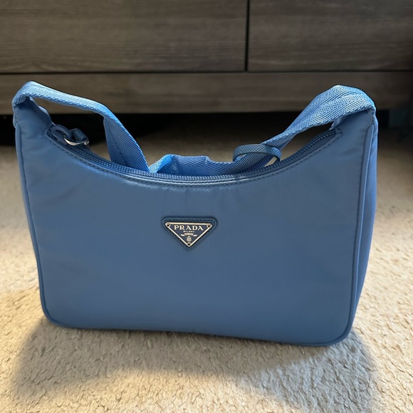 Prada Handbags - Prada Sky Blue Nylon Shoulder Bag